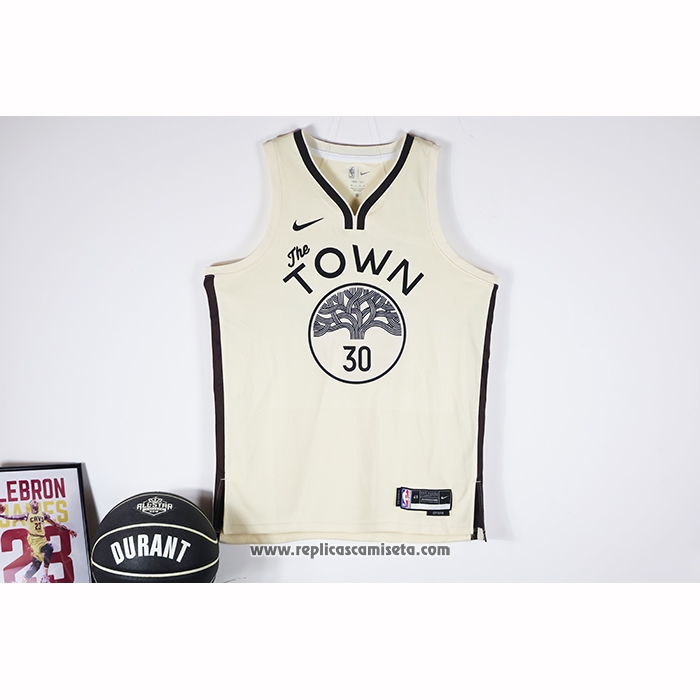 Camiseta Golden State Warriors Stephen Curry NO 30 Ciudad 2025-26 Crema